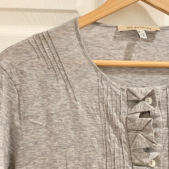 See by Chloe Grey Button Down Cotton Cardigan - Picture 7 of 15